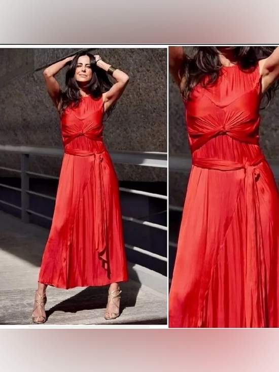 Zara Dresses & Skirts - Zara Red Sleeveless Twist-Waist Maxi Dress
